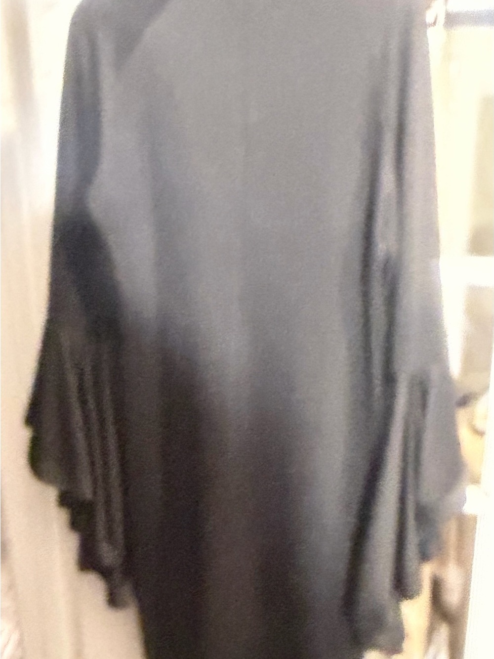 Black Flowing Poncho with Draped Sleeves